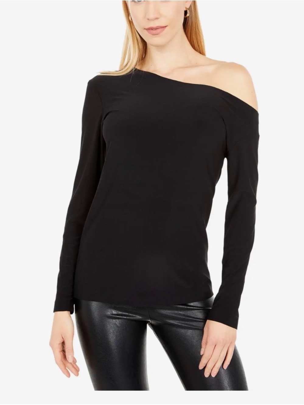 Norma Kamali Off-the-Shoulder Long Sleeve Top - Black